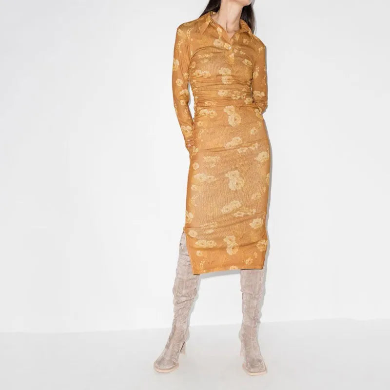 Slim Waist Pleated Shirt Dress | same ANTHEM.
