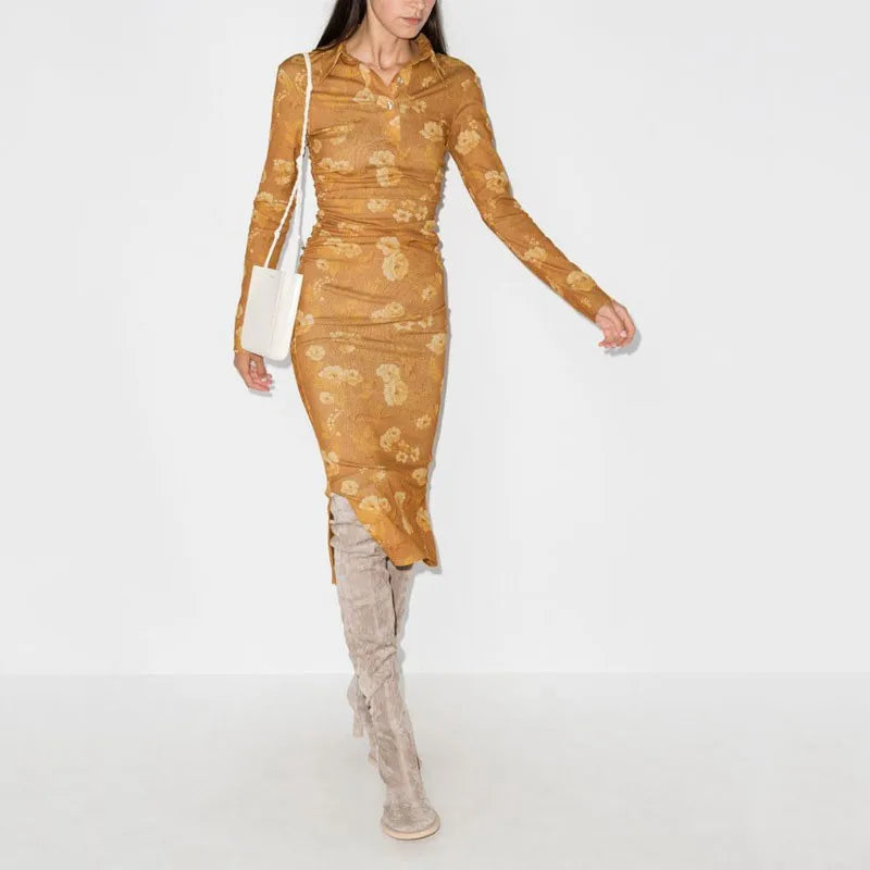 Slim Waist Pleated Shirt Dress | same ANTHEM.