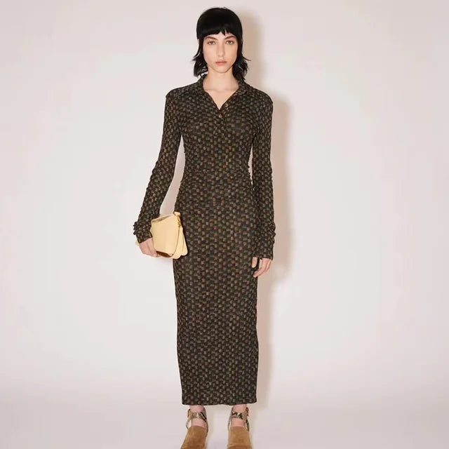 Slim Waist Pleated Shirt Dress | same ANTHEM. - Dark Grey / S