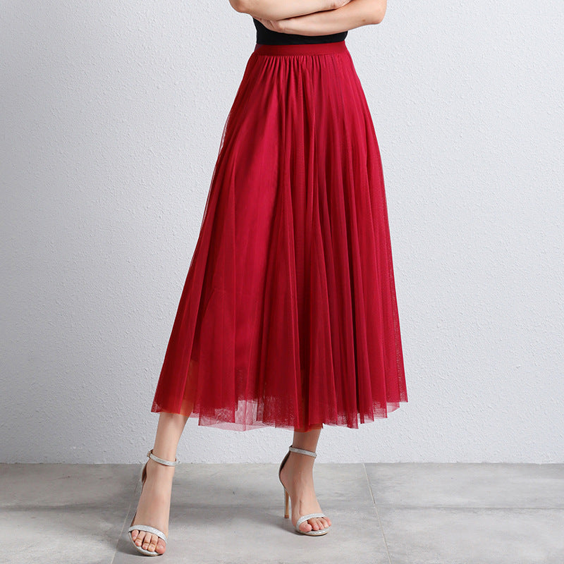 Slimming A-Line Mesh Half-Length Long Skirt | Romantic Dreamy Tulle Skirt | Made for Lovers & Friends | Wear Your Style