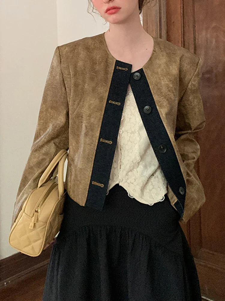 Slimming PU Leather Coat – Vintage Soulmate Streetwear | same ANTHEM