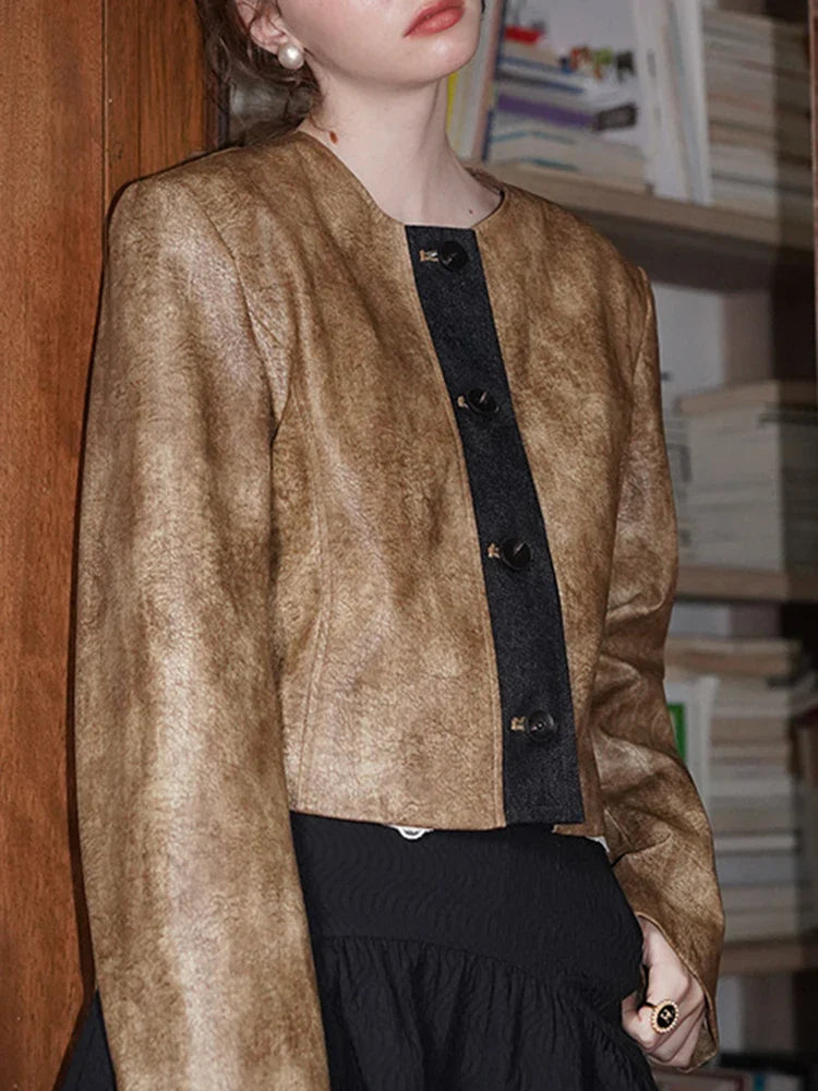 Slimming PU Leather Coat – Vintage Soulmate Streetwear | same ANTHEM