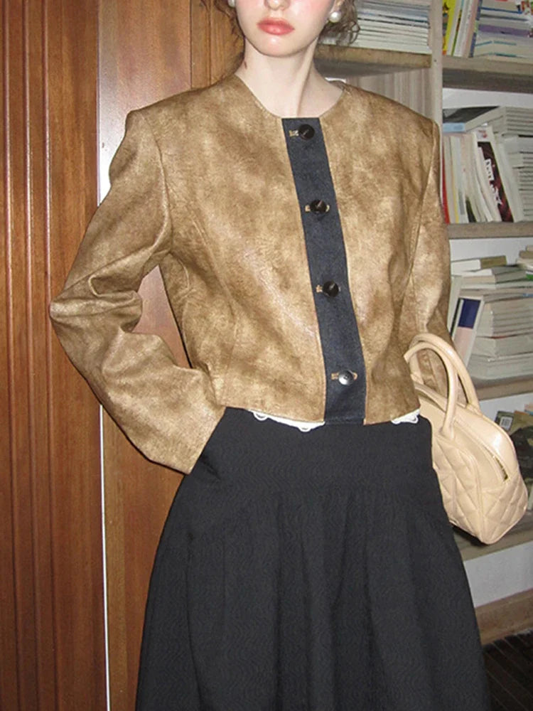 Slimming PU Leather Coat – Vintage Soulmate Streetwear | same ANTHEM