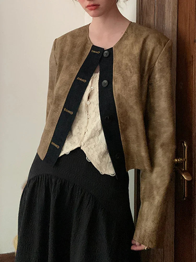 Slimming PU Leather Coat – Vintage Soulmate Streetwear | same ANTHEM