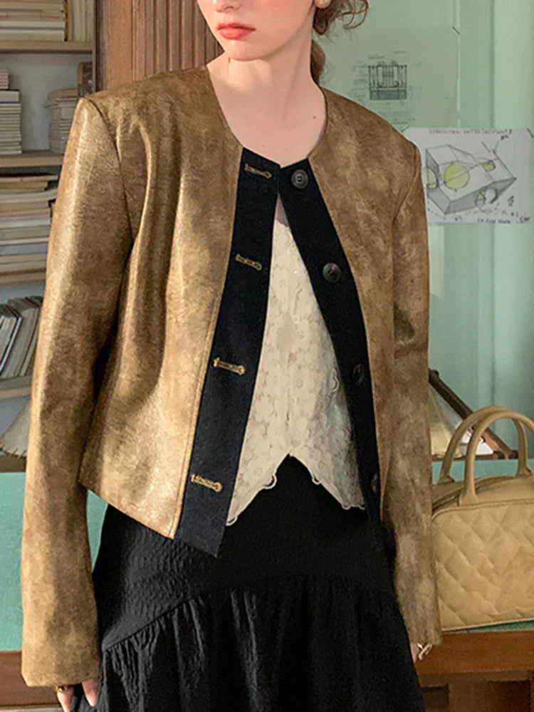 Slimming PU Leather Coat – Vintage Soulmate Streetwear | same ANTHEM