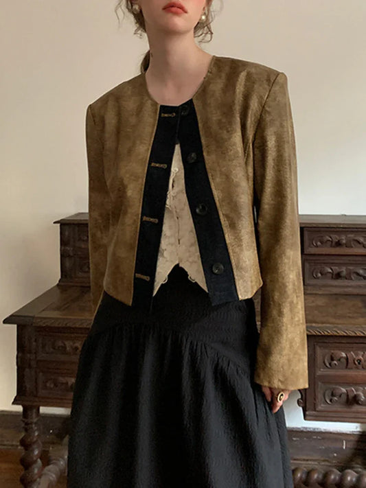 Slimming PU Leather Coat – Vintage Soulmate Streetwear | same ANTHEM