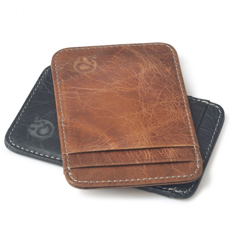 Small Card Case – Casual Cool Cowhide Card Holder | same ANTHEM - Vintage Oil Wax Brown