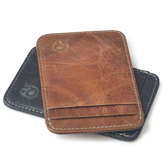 Small Card Case – Casual Cool Cowhide Card Holder | same ANTHEM - Vintage Oil Wax Brown