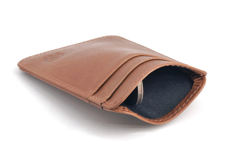 Small Card Case – Casual Cool Cowhide Card Holder | same ANTHEM - Vintage Oil Wax Brown
