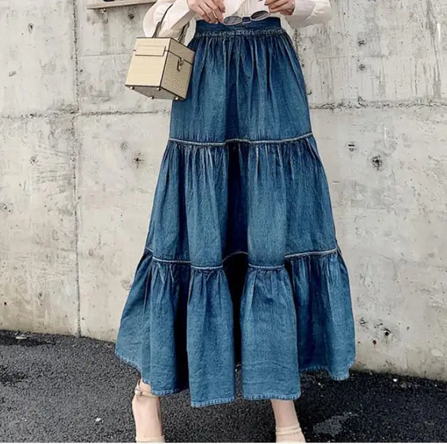 Smocked Denim Ball Gown Skirt – same ANTHEM | Soulmate Streetwear for Dreamers & Friends - Blue / S