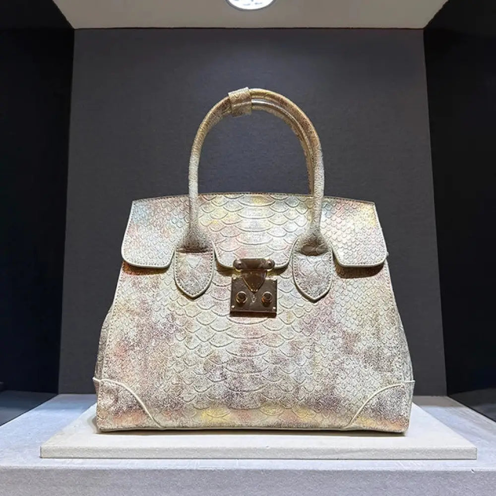Snake Print Leather Crossbody Tote | Soulmate Streetwear – same ANTHEM. - White / 38cm * 14cm * 28.5cm