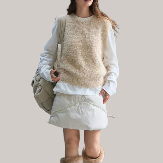 Soft Fluffy Wool Vest – Japanese Style Chic | same ANTHEM - Apricot / one size