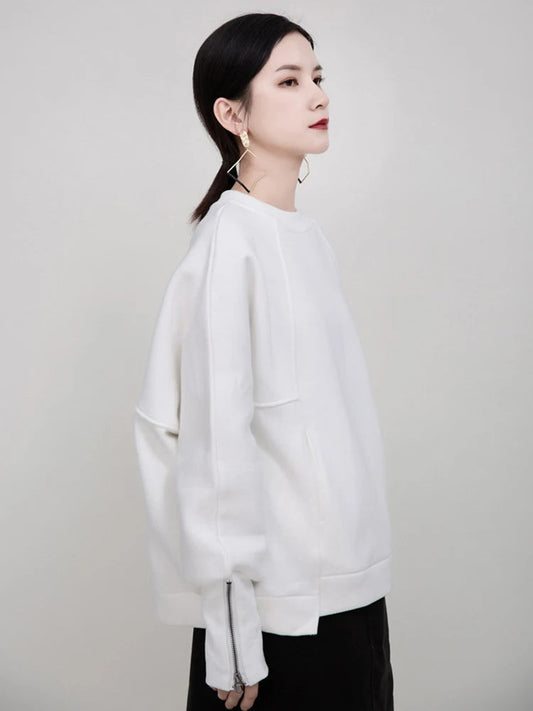 Solid Color Zipper Sleeve Sweater – same ANTHEM | Dreamy Streetwear for Soulmates