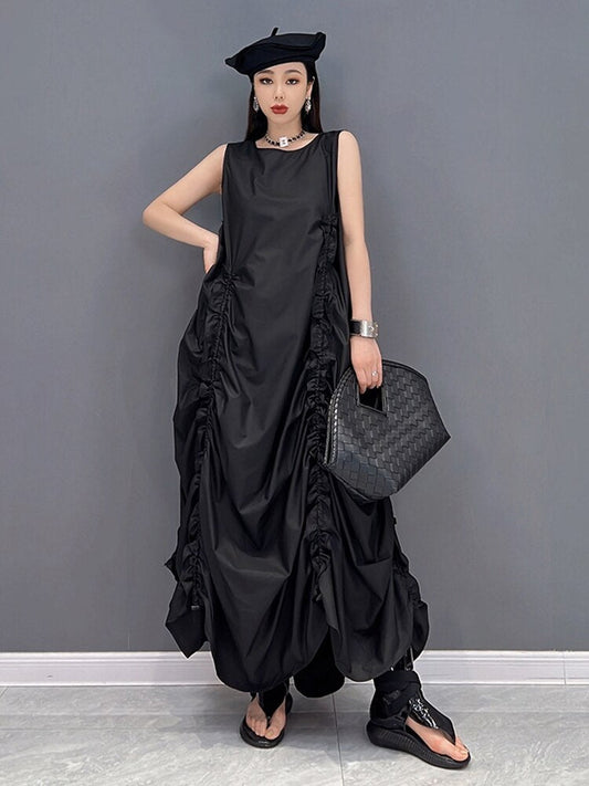 Solid Shirring Sleeveless Dress – Loose Fit Soulmate Streetwear | same ANTHEM