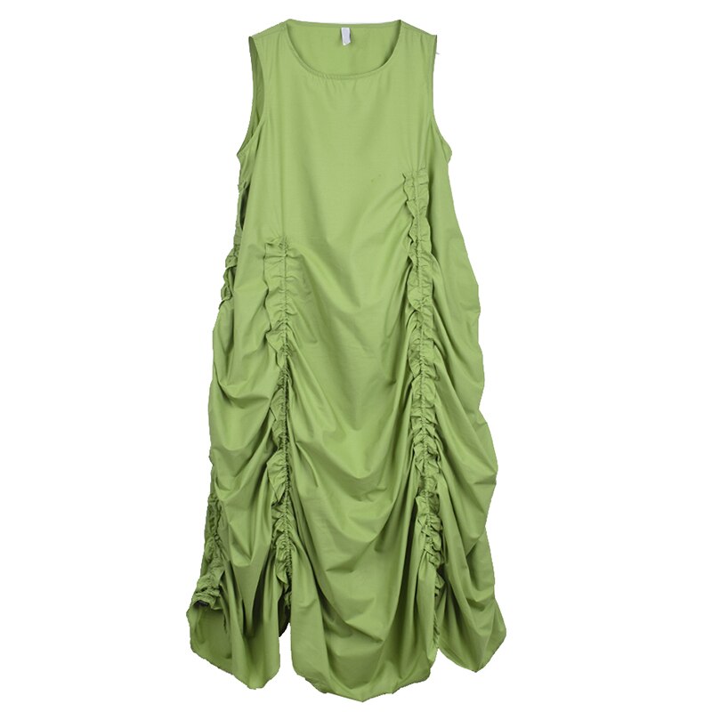 Solid Shirring Sleeveless Dress – Loose Fit Soulmate Streetwear | same ANTHEM - green / One Size