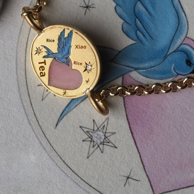 Soulmate Bird Heart Oval Necklace | Boho Chic Love & Connection Jewellery | same ANTHEM - Gold