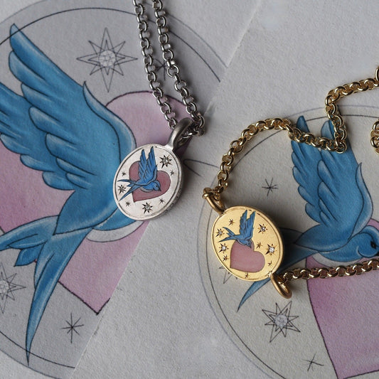 Soulmate Bird Heart Oval Necklace | Boho Chic Love & Connection Jewellery | same ANTHEM