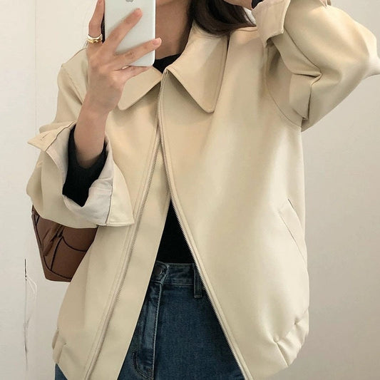 Soulmate Casual Long Sleeve Leather Coat – For Lovers & Friends