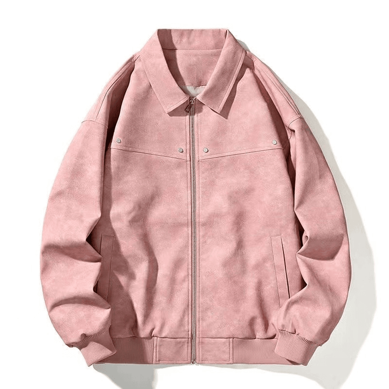 Soulmate Retro Brown Couple Coat - Loose Maillard Jacket for Lovers Friends & Twin Flames - Pink / 2XL