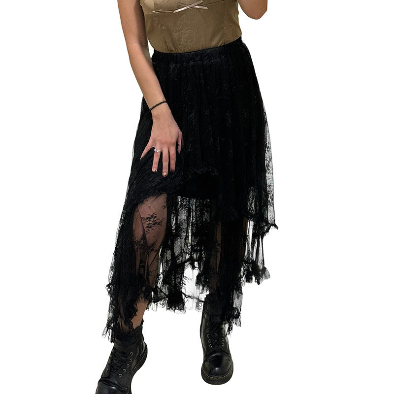 Soulmate Skirt | Irregular Hem Mesh Long Skirt for Women - Dreamy & Romantic Fairy Skirt - LC721938P2 / L
