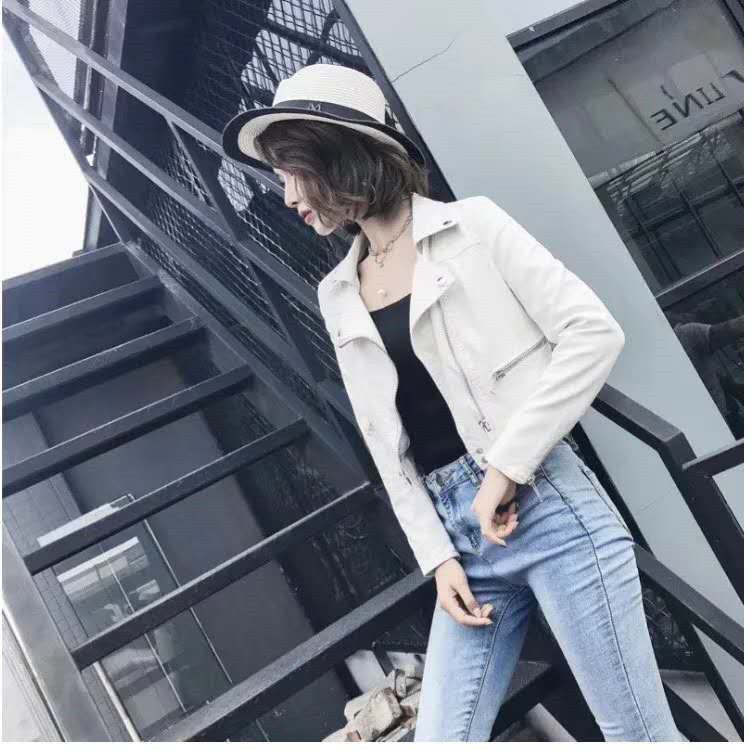 Soulmate Synthetic Leather Jacket - Korean Style Short Slim Motorcycle Jacket for Lovers Friends & Twin Flames