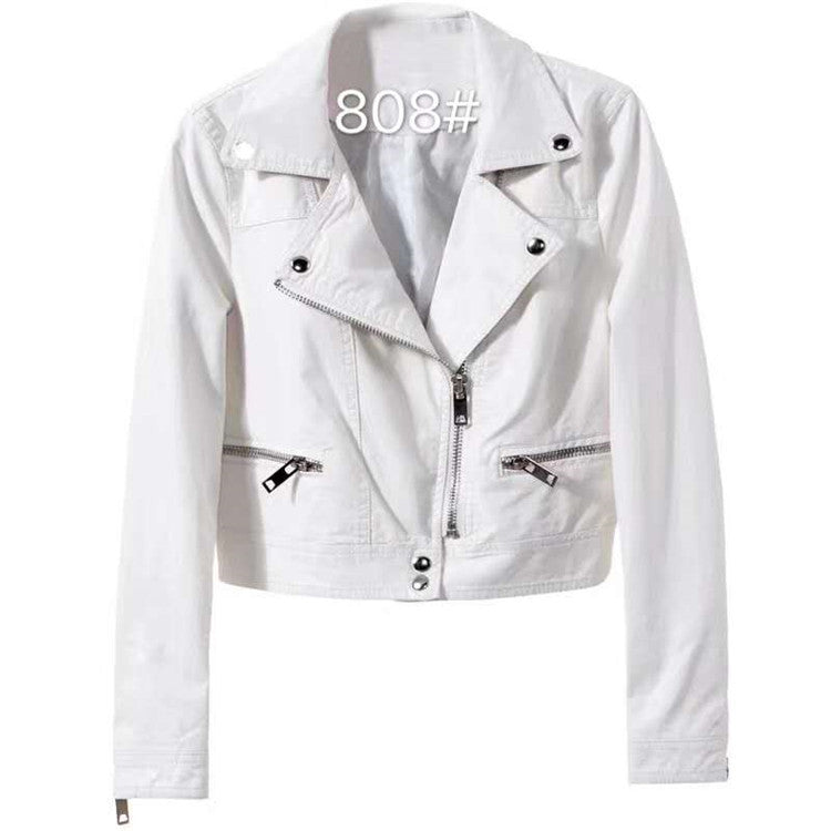 Soulmate Synthetic Leather Jacket - Korean Style Short Slim Motorcycle Jacket for Lovers Friends & Twin Flames