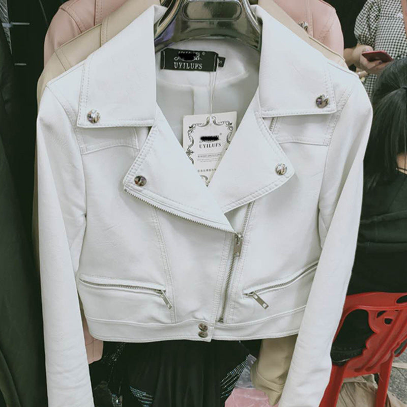 Soulmate Synthetic Leather Jacket - Korean Style Short Slim Motorcycle Jacket for Lovers Friends & Twin Flames