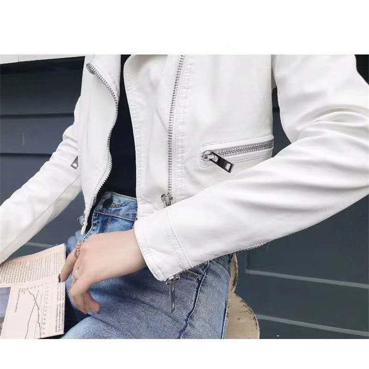 Soulmate Synthetic Leather Jacket - Korean Style Short Slim Motorcycle Jacket for Lovers Friends & Twin Flames