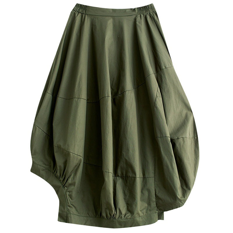 Splicing High Waisted Lantern Skirt | Loose Irregular Flower Bud Half Skirt | same ANTHEM