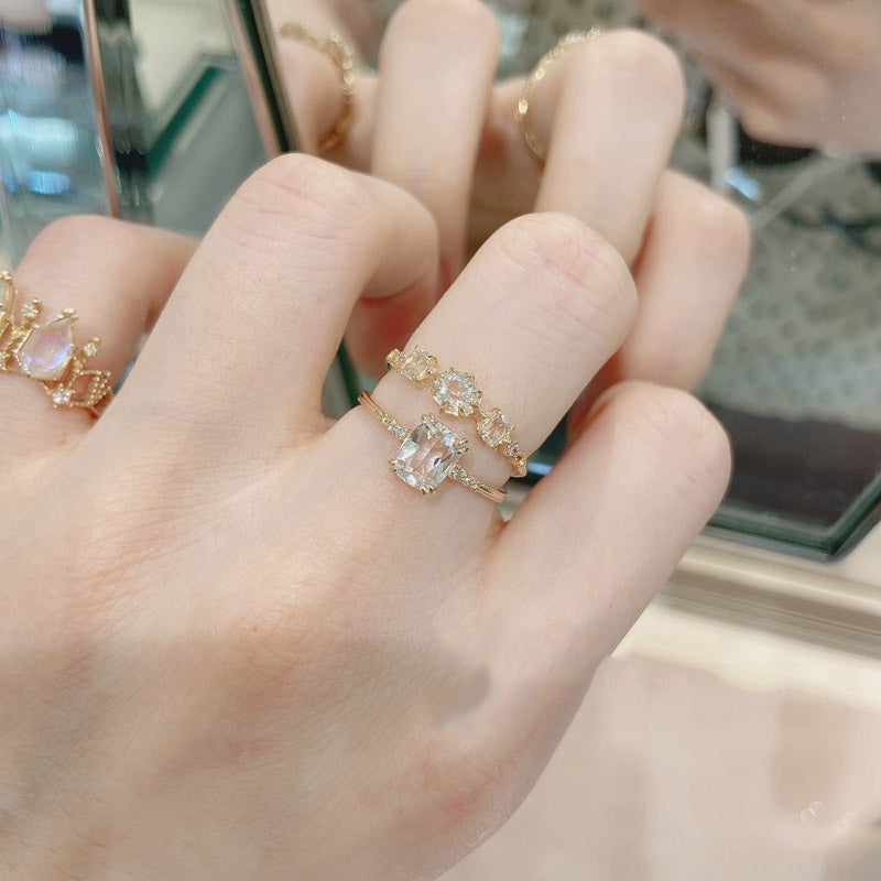 Square Rock Sugar Crystal Ring | Boho Soulmate Jewelry | Same Anthem