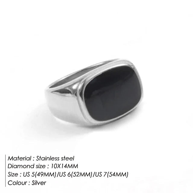 Square Vintage Shell Ring – White Gold Stainless Steel | same ANTHEM - 6 / black silver color