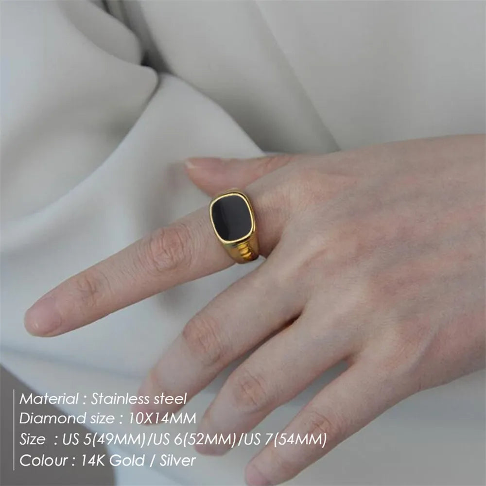 Square Vintage Shell Ring – White Gold Stainless Steel | same ANTHEM