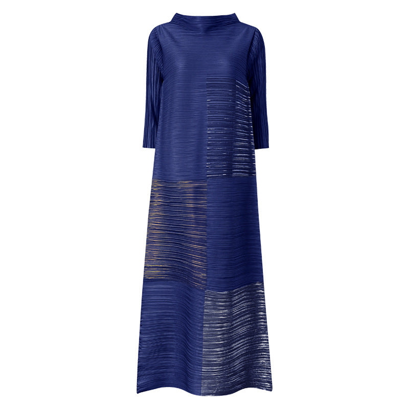 Stand Collar Gilded Loose Dress | same ANTHEM. - Dark Blue / One size