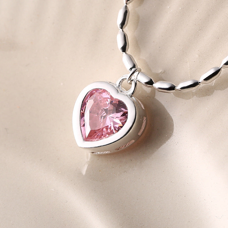 Sterling Silver Pink Heart Anklet – Soulmate Jewellery for Her | same ANTHEM. - Pink / 925 Silver