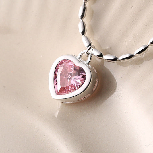 Sterling Silver Pink Heart Anklet – Soulmate Jewellery for Her | same ANTHEM. - Pink / 925 Silver