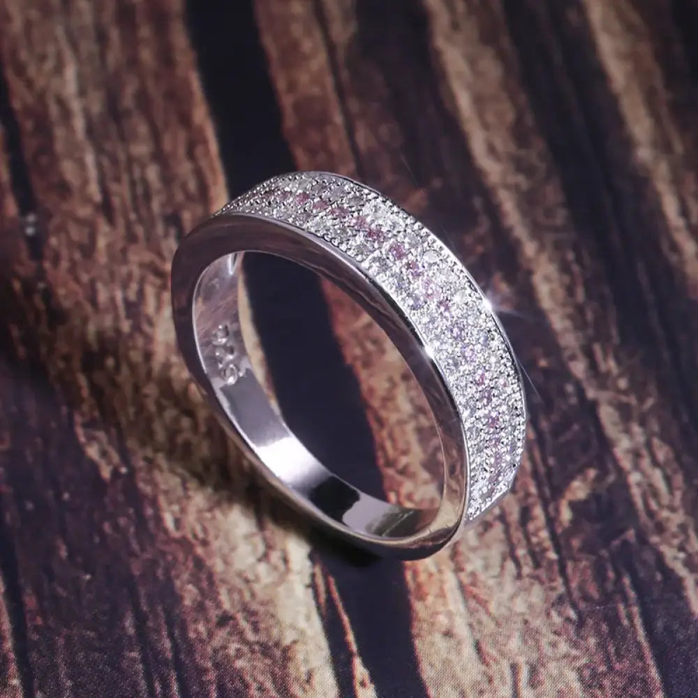 Sterling Silver Ring with Round Sapphire Zircon Gemstone | same ANTHEM - 6 / pink