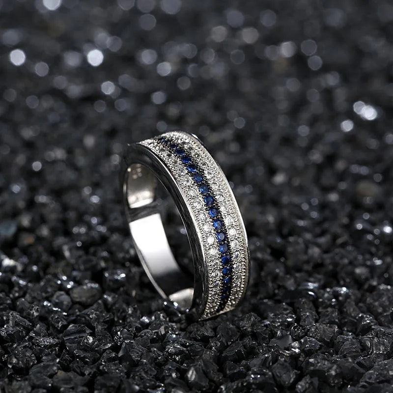Sterling Silver Ring with Round Sapphire Zircon Gemstone | same ANTHEM