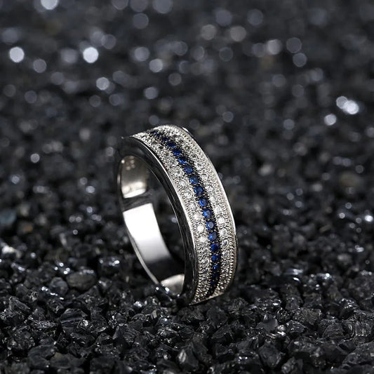Sterling Silver Ring with Round Sapphire Zircon Gemstone | same ANTHEM