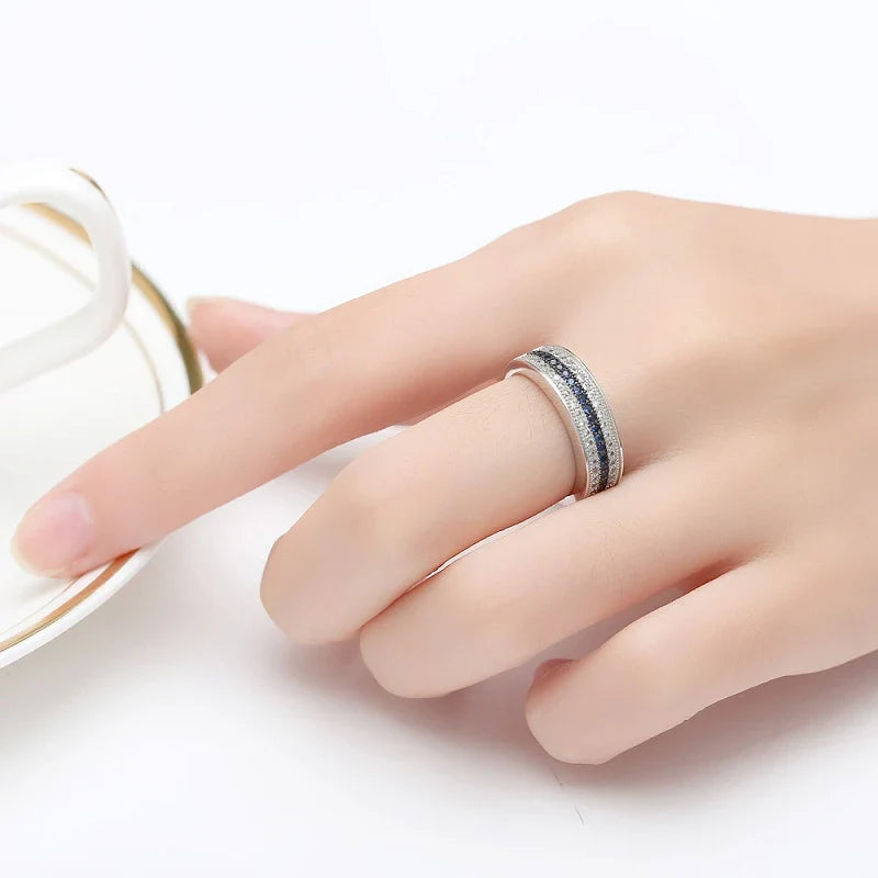 Sterling Silver Ring with Round Sapphire Zircon Gemstone | same ANTHEM