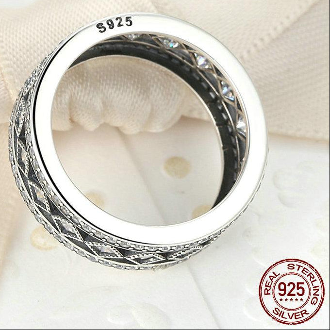 Sterling Silver Square Vintage Fascination Clear CZ Big Ring | same ANTHEM