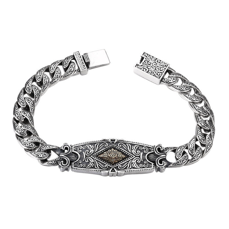 Sterling Silver Tang Grass Bracelet for Men – same ANTHEM. Statement Streetwear - 20cm / 925 Silver