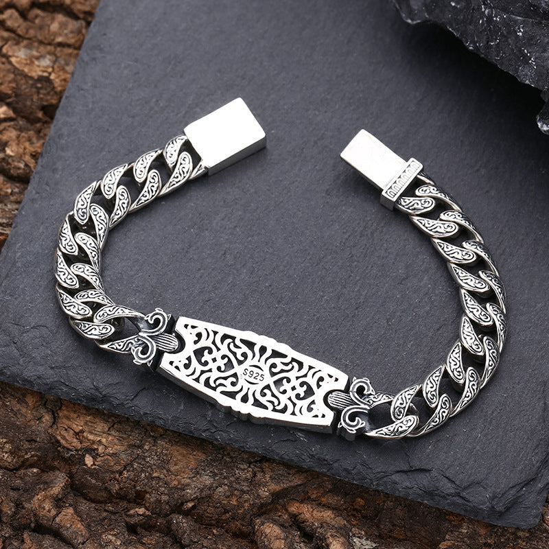 Sterling Silver Tang Grass Bracelet for Men – same ANTHEM. Statement Streetwear - 20cm / 925 Silver