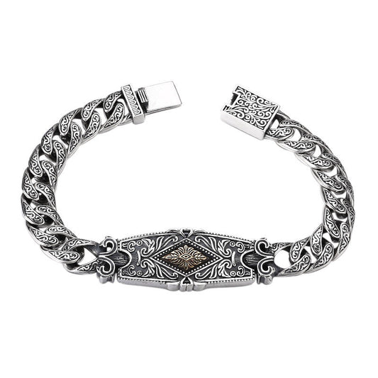 Sterling Silver Tang Grass Bracelet for Men – same ANTHEM. Statement Streetwear - 20cm / 925 Silver