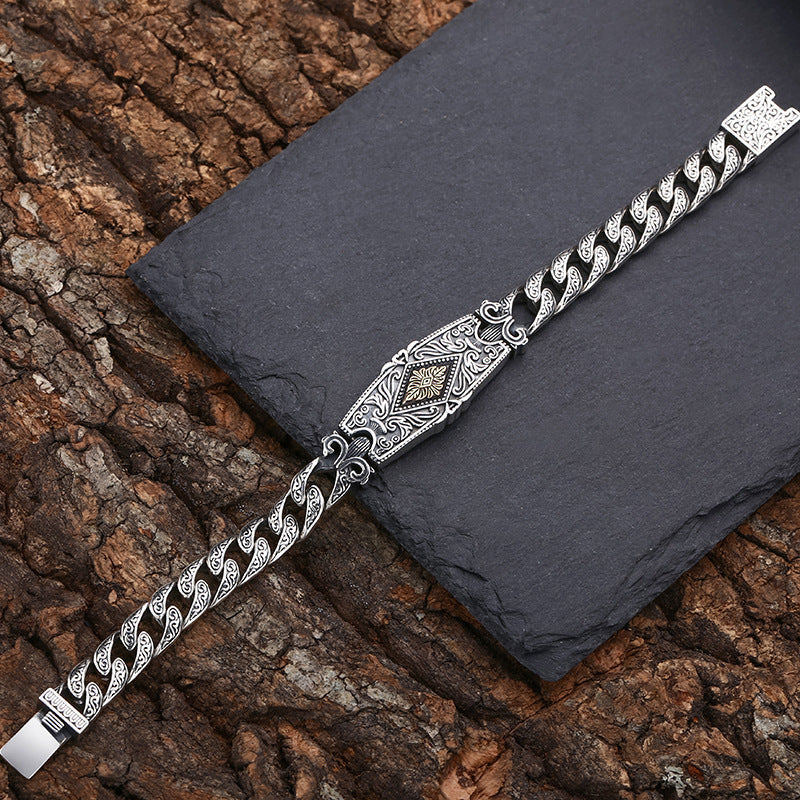 Sterling Silver Tang Grass Bracelet for Men – same ANTHEM. Statement Streetwear - 20cm / 925 Silver