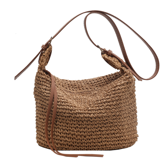 Straw Woven U-Shaped Bag | same ANTHEM. Soulmate Streetwear - Khaki