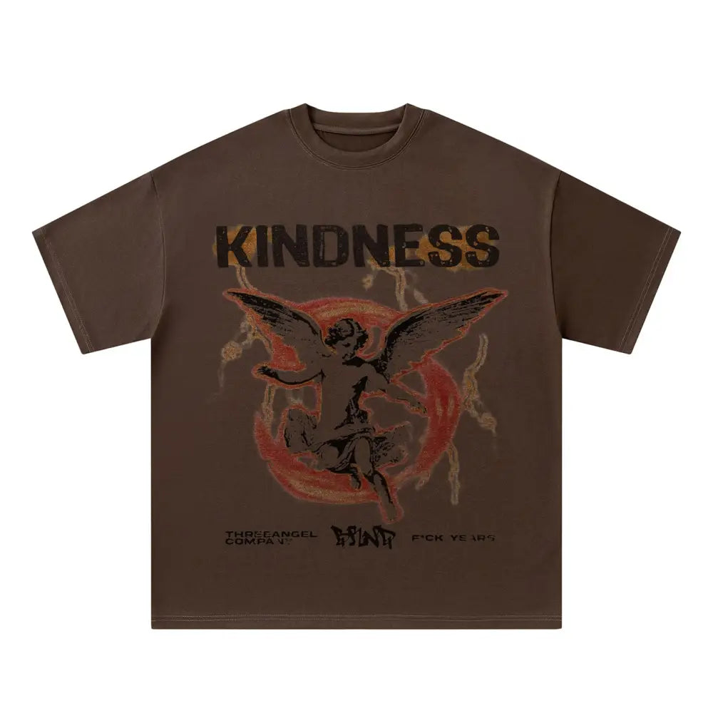Street Style Angel Letter Print T-Shirt | Unisex Summer Top | same ANTHEM. - Coffee Brown / S