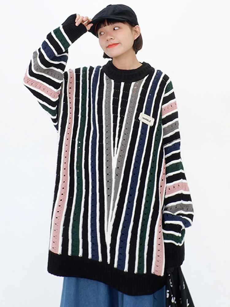 Striped Contrast Knit Pullover – same ANTHEM | French Chic Soulmate Sweater