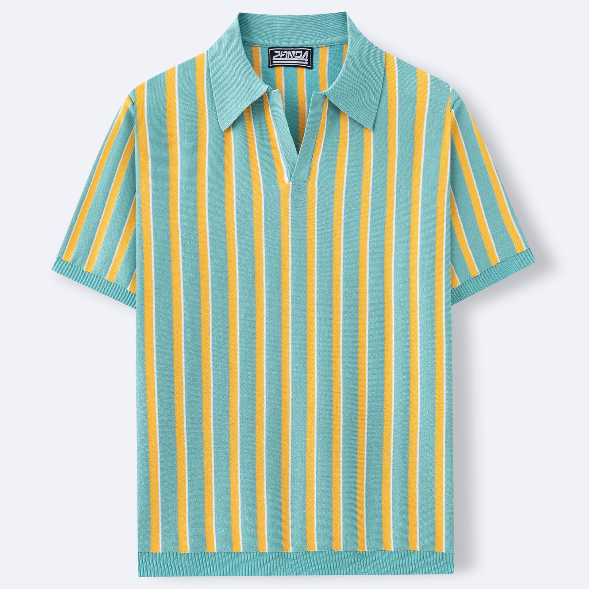 Striped Knitted Polo Shirt with Lapels | same ANTHEM. Soulmate Streetwear