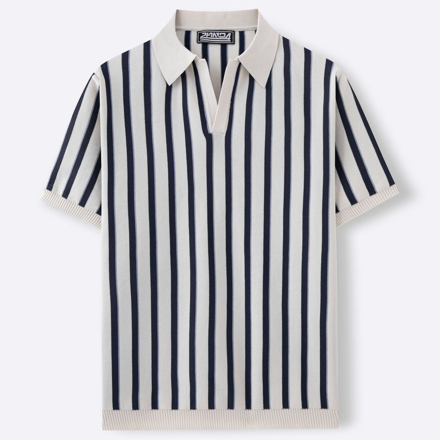 Striped Knitted Polo Shirt with Lapels | same ANTHEM. Soulmate Streetwear