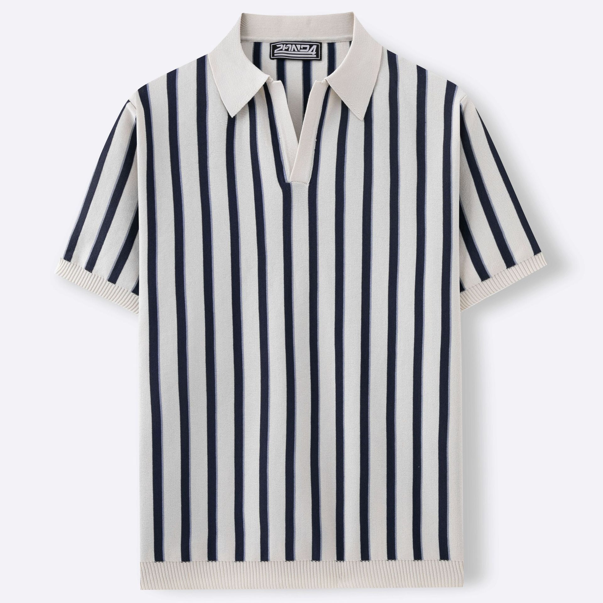 Striped Knitted Polo Shirt with Lapels | same ANTHEM. Soulmate Streetwear